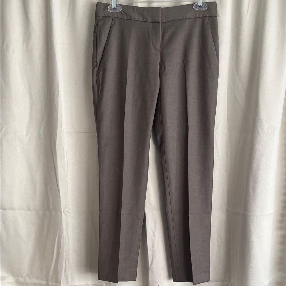 Theory‎ Wool Blend Crop Ankle Pleated Dress Pant Gray Brown Size 2